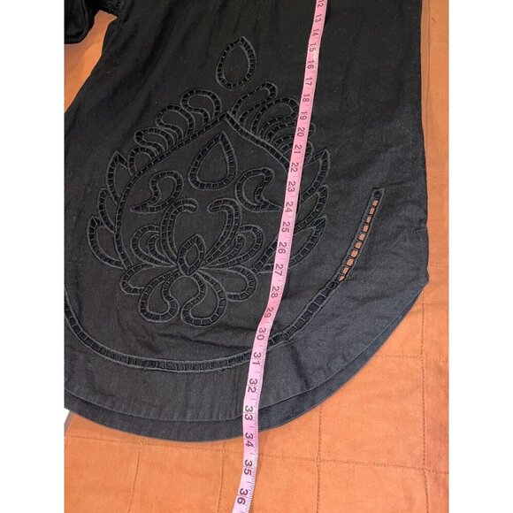 Seafolly Black Embroidered Tunic Cover-UP Dress Women's Size Medium - Picture 7 of 11